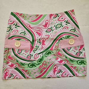 Joyous & Free Skirt Womens Size 4 Retro Bold Colorful Mini Button Disco